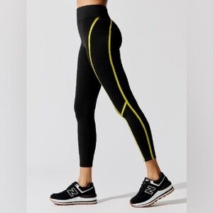 Michi Linear Legging In Black/acid Yellow Size M NWT